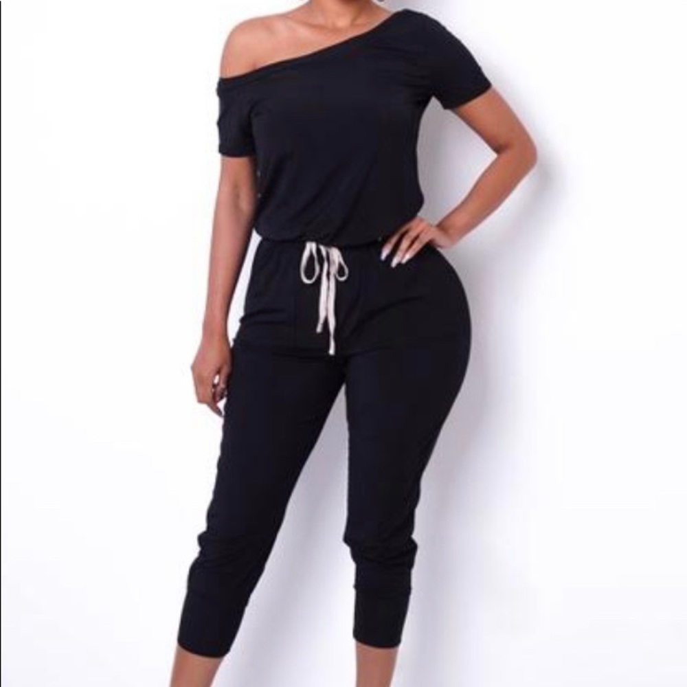 Drawstring waist jumpsuit